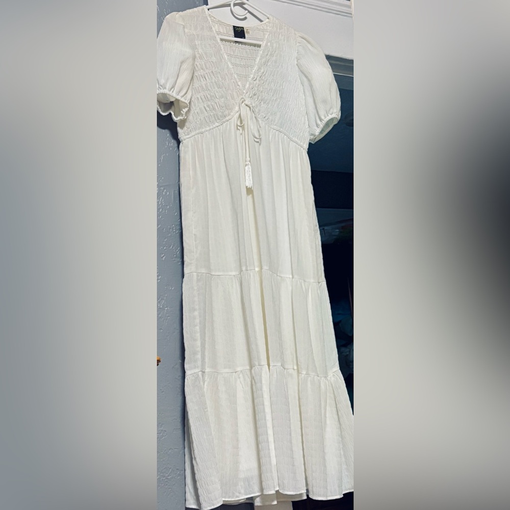 Taylor Cream Smocked Puff Sleeve Dress